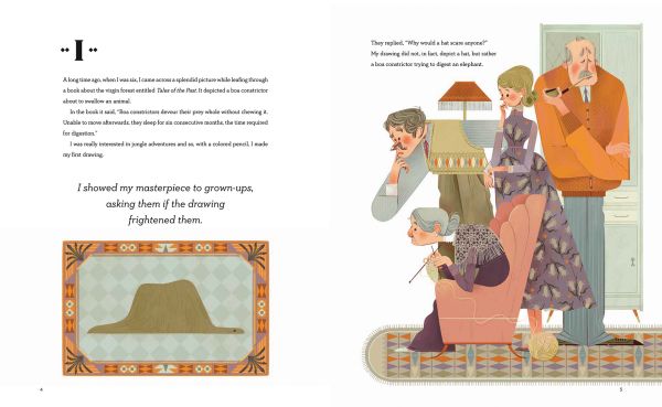 Book cover of The Little Prince, with boy holding a fox, surrounded by decorative border with snakes. Published by White Star.