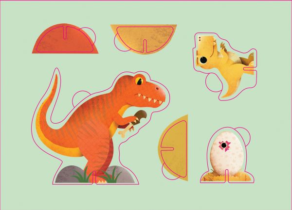 Book cover of My Little Box of Dinosaurs, with a triceratops and diplodocus. Published by White Star.