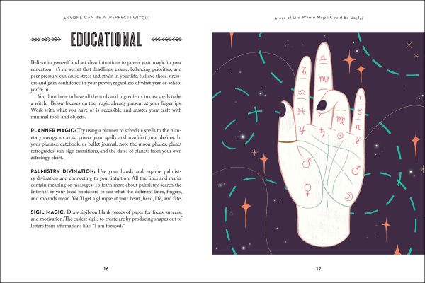 Book cover of Anyone Can be a (Perfect) Witch, with four women; one holding an amethyst. Published by White Star.