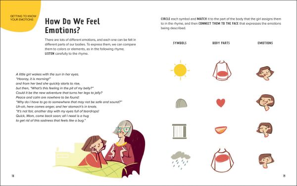 Book cover of Emotions: Feeling, with three children: one happy, one sad, one angry. Published by White Star.