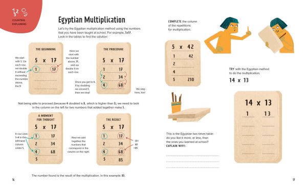Book cover of Centuries of Numbers: Reasoning, with three characters running one after the other. Published by White Star.