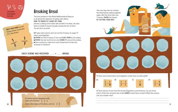 Book cover of Centuries of Numbers: Reasoning, with three characters running one after the other. Published by White Star.