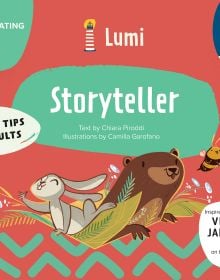 Activity box of Storyteller: Communicating, with a grey rabbit, a brown bear and a bumble bee. Published by White Star.