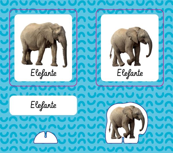 Activity box of Animemory: Thinkin, with two game cards: one with lion, one with a lion cub. Published by White Star.