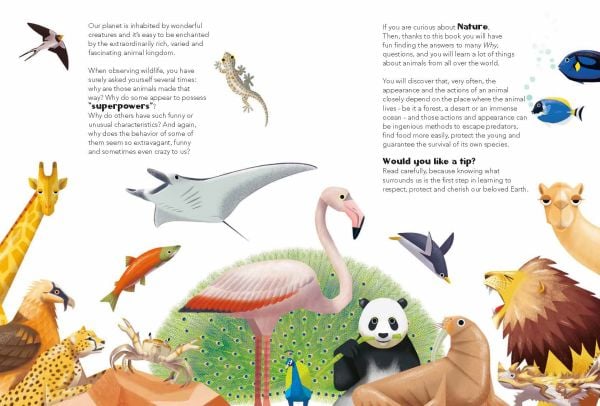 Book cover of 200 Q&As About Animals, with a zebra, giraffe, gorilla, snake and line of penguins. Published by White Star.