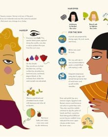 Book cover of Through Time, An Infographic Journey in History, with the golden statue of Pharaoh floating over Egyptian pyramids. Published by White Star.