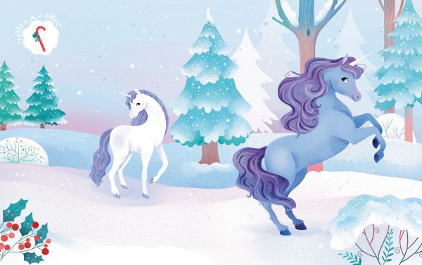 Book cover of Glittery Unicorns: Sticker Book, with a pink unicorn beneath rainbow,. Published by White Star.