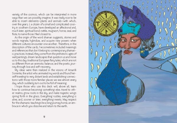 Book cover of World Shamans Oracle, 50 Cards and Manual, with a female with dark blue hair forming fingers into an 'o', over her left eye. Published by White Star.