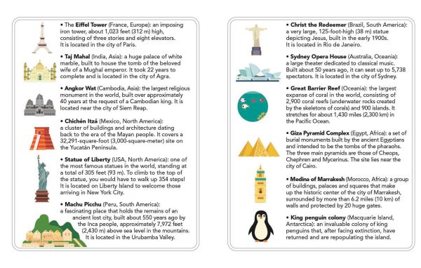 Book cover of My First Box of the World, Montessori: A World of Achievements, with a hot air balloon, the Statue of Liberty, a world globe, and an erupting volcano. Published by White Star.