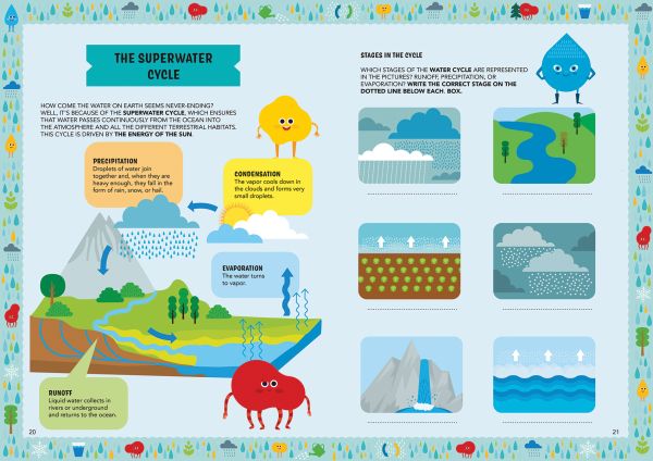 Book cover of Water, Mad for Science, with a shower head with water running and ship sailing on sea. Published by White Star.