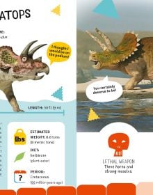 Book cover of The Top Ten: Most Dangerous Dinosaurs, with a triceratops and a brachiosaurus. Published by White Star.