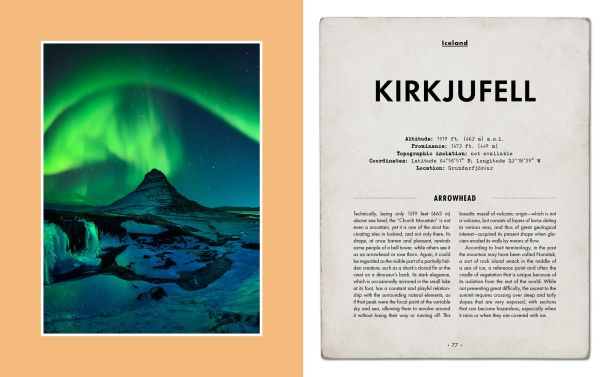 Book cover of Beautiful Peaks, Famous peaks that hold great records, mountains with glorious history and places of great spirituality', with a mountainous peak covered in snow, and lake below. Published by White Star.