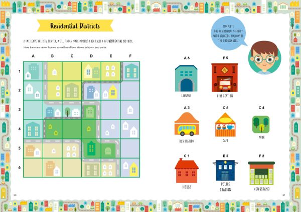 Book cover of Cities, Mad for Geography, with an urban landscape with busy roads and tall buildings. Published by White Star.