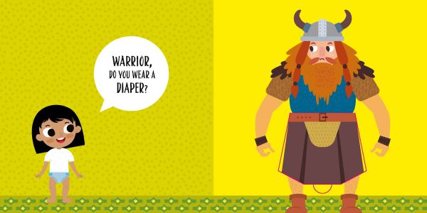 Book cover of Let's Wear Underpants!, with two children and green giant hanging underwear on washing line. Published by White Star.