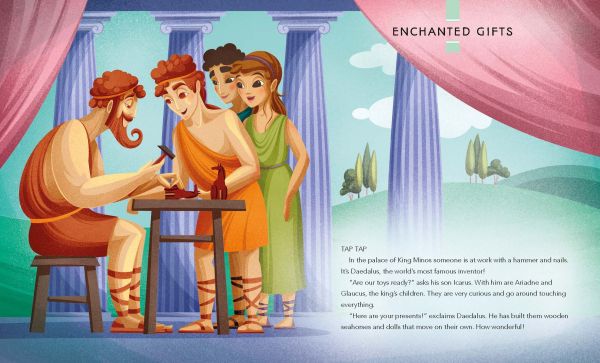 Book cover of Dedalus and Icarus, with two males with white wings. Published by White Star.