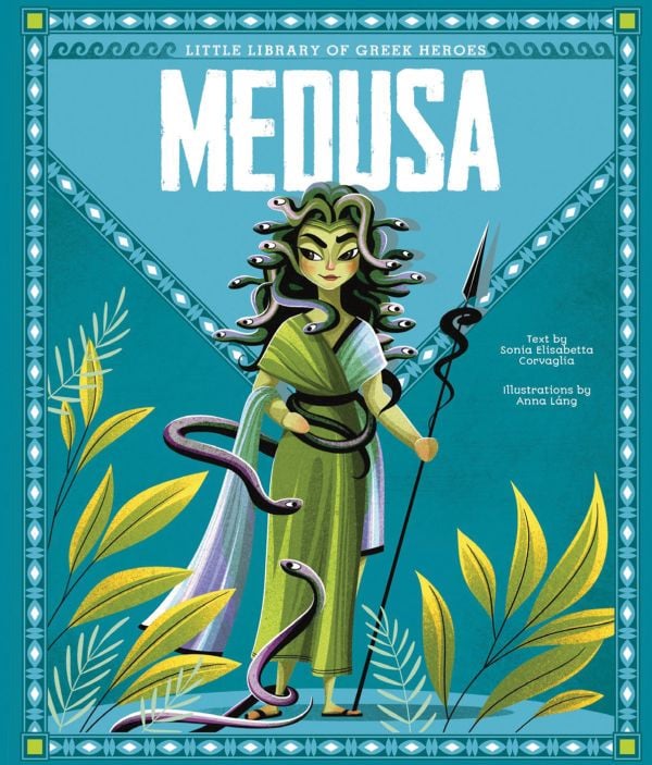 Book cover of Medusa, with a woman in green dress with snakes on head. Published by White Star.