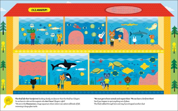 Book cover of SherlDog Holmes and the Missing Orchid, with a dog with black eye mask peering round a greenhouse with flowers. Published by White Star.