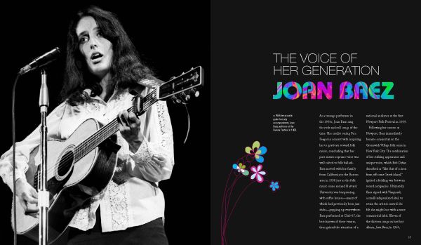 Bright pink cover of Women Rock! Portraits in Popular Music, with tiny bell flowers. Published by White Star.