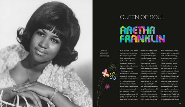 Bright pink cover of Women Rock! Portraits in Popular Music, with tiny bell flowers. Published by White Star.