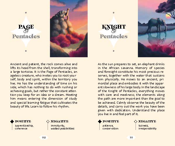 Card pack cover of Tarot Landscapes, Manual and Deck of 78 Cards Blue, with a night landscape with bright moon behind, and owl perched in tree. Published White Star.