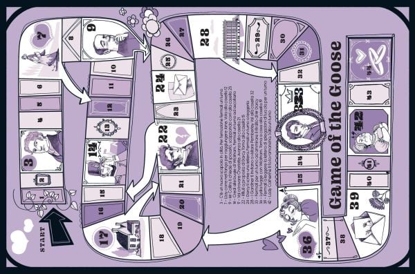 Book cover of Il Cartavolante's Pride And Prejudice: Puzzles, Games, and Activities for Avid Readers, with Elizabeth Bennet dancing with a male. Published by White Star.