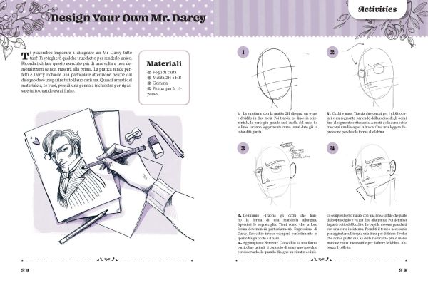 Book cover of Il Cartavolante's Pride And Prejudice: Puzzles, Games, and Activities for Avid Readers, with Elizabeth Bennet dancing with a male. Published by White Star.