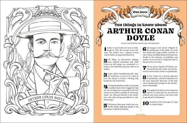 Book cover of Cartavolante's Sherlock Holmes: Puzzles, Games, and Activities for Avid Readers, with the detective smoking a pipe. Elizabeth Tower behind. Published by White Star.