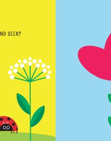 Book cover of Bugs: Flip the Felt, with ladybird and other insects peeking out of tulips and sunflowers. Published by White Star.