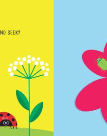 Book cover of Bugs: Flip the Felt, with ladybird and other insects peeking out of tulips and sunflowers. Published by White Star.