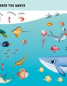 Book cover Animals: Awesome GAMES and FACTS for hours of engaging FUN! with two children sitting on a crocodile in a lake, with a giraffe, frog and toucan. Published by White Star.