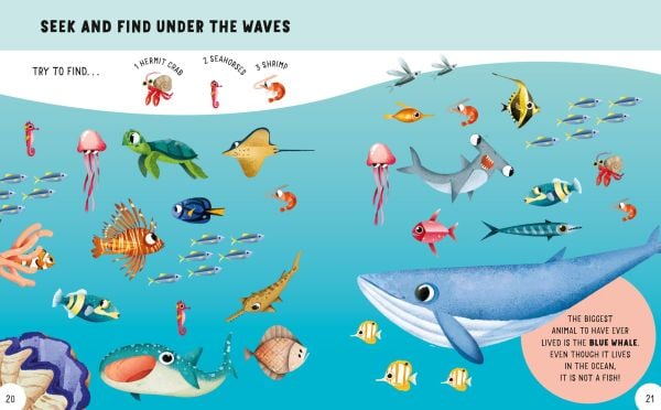 Book cover Animals: Awesome GAMES and FACTS for hours of engaging FUN! with two children sitting on a crocodile in a lake, with a giraffe, frog and toucan. Published by White Star.