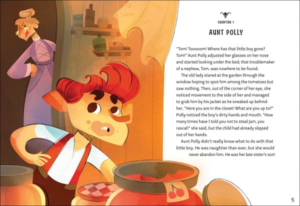 Book cover of Tom Sawyer: Inspired by the Masterpiece by Mark Twain, with young boy standing on raft in river. Published by White Star.