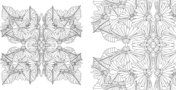 White book cover of Floral Mandalas, Coloring book, featuring an intricate drawing of flower pattern, which has been half coloured in. Published by White Star.