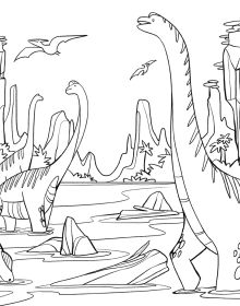 Book cover of Dinosaurs: Coloring Book, with a tyrannosaurus rex, diplodocus and stegosaurus surrounded by leaves. Published by White Star.