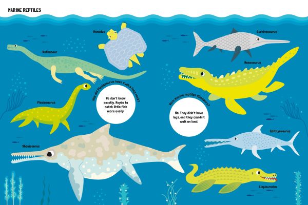 Large white board book of My Huge Book of Dinosaurs, with a collection of prehistoric beasts with scales, sharp teeth and long tails. Published by White Star.