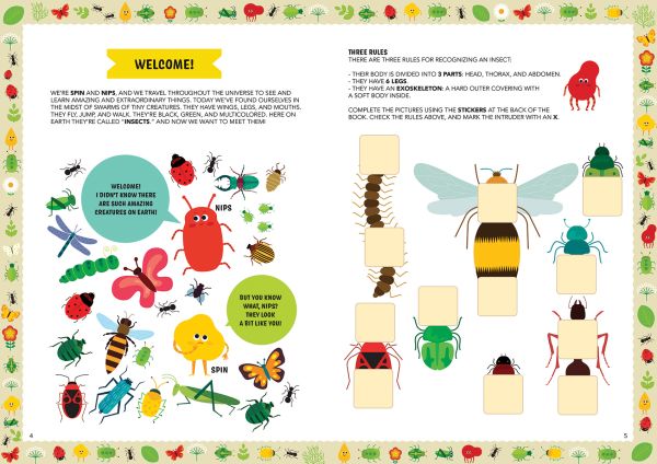 Book cover of Bugs: Mad for Science, with butterflies, beetles and spiders. Published by White Star.