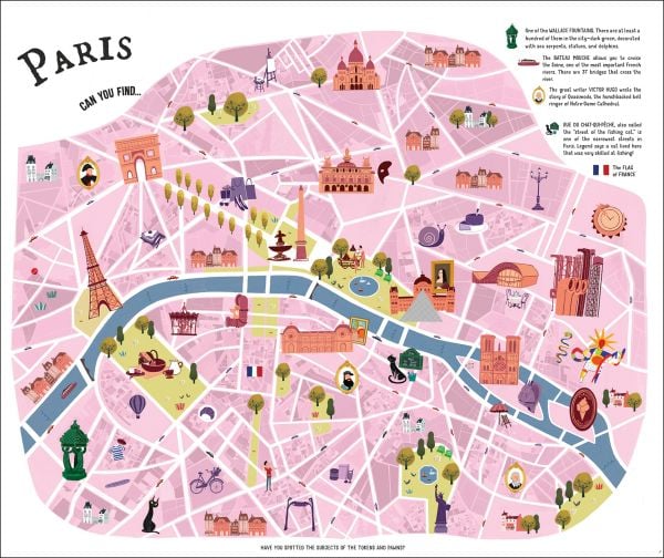 Activity Box Paris City Fun: Build your mini-city and play! with Eiffel Tower, Mona Lisa, Arc de Triomphe, Louvre Pyramid and hot air balloon. Published by White Star.