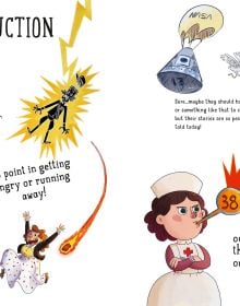 Book cover of Losers, with characters dodging meteorites, lightening strikes and rising tides. Published by White Star.