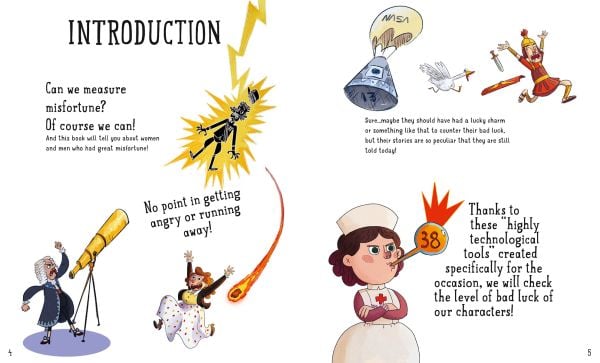 Book cover of Losers, with characters dodging meteorites, lightening strikes and rising tides. Published by White Star.