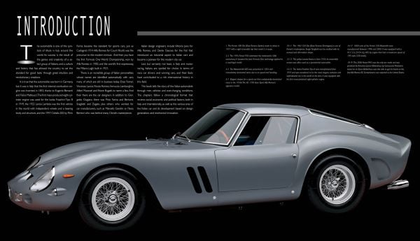 Book cover of Italian Cars, with a red 1965 Ferrari 725 GTB. Published by White Star.