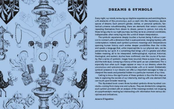 Book cover of Easy Dreams: 300 Symbols for Understanding Your Dreams, with a bottle of navy liquid with a crescent moon inside. Published by White Star.