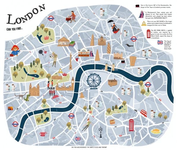 Activity box of London City Fun: Build your mini-city and play!, with the London Eye, Elizabeth Tower, and Westminster Cathedral. Published by White Star.