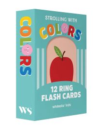 Box of Strolling With Colors: 12 Ring Flash Cards, with a large red apple. Published by White Star.