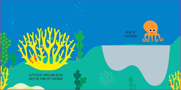 Book cover of Fish: Flip the Felt, with an underwater theme with fishes and shells. Published by White Star.