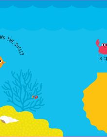 Book cover of Fish: Flip the Felt, with an underwater theme with fishes and shells. Published by White Star.