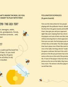 Activity box of Eco-Play Bees! Over 20 Boardgames in a Travel Size Box, with bees, honeycomb and honey pots. Published by White Star.