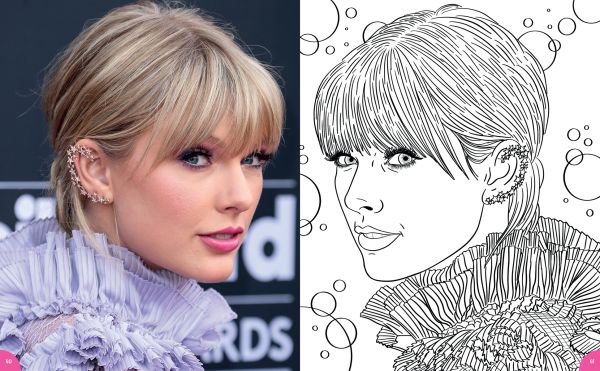 Book cover of Taylor Swift: Coloring & Activity Book, featuring the pop icon with disco ball. Published by White Star.