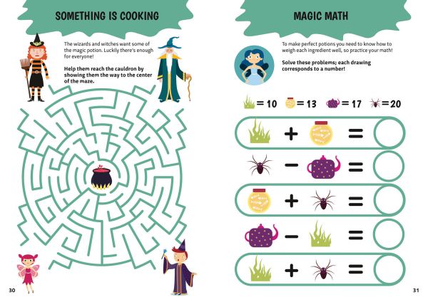 Book cover of School of Magic: Awesome Activities for Hours of Engaging Fun, with an owl magician sitting on top of a castle. Published by White Star.