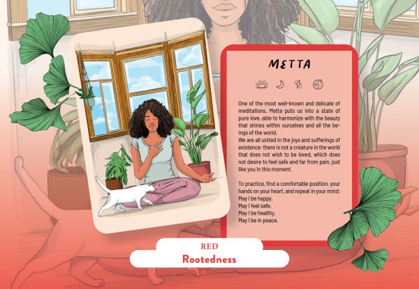 Box cover of 5-Minute-a-day Mindfulness; featuring a woman meditating, surrounded by houuseplants. Published by White Star.