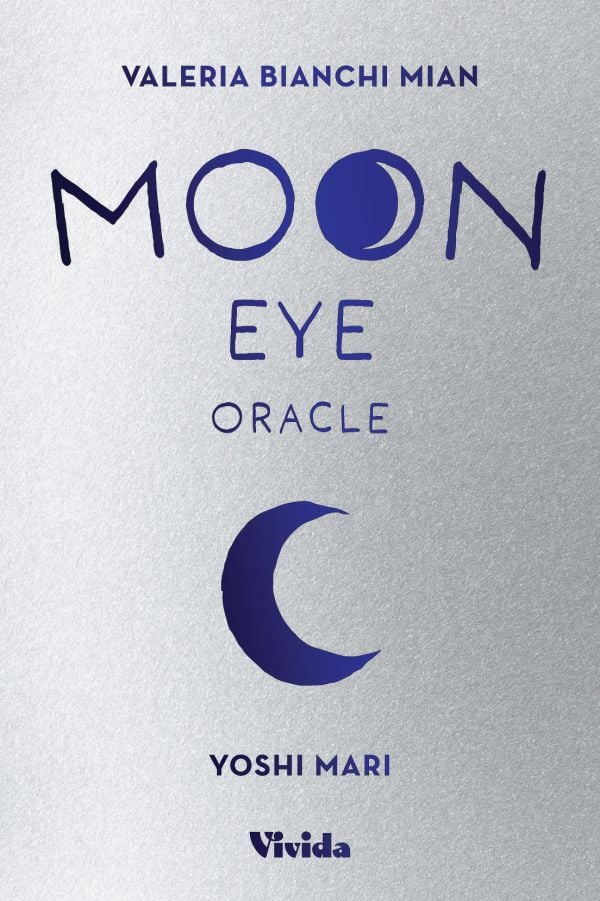 Box cover of Moon Eye Oracle; featuring a blue crescent moon. Published by White Star.